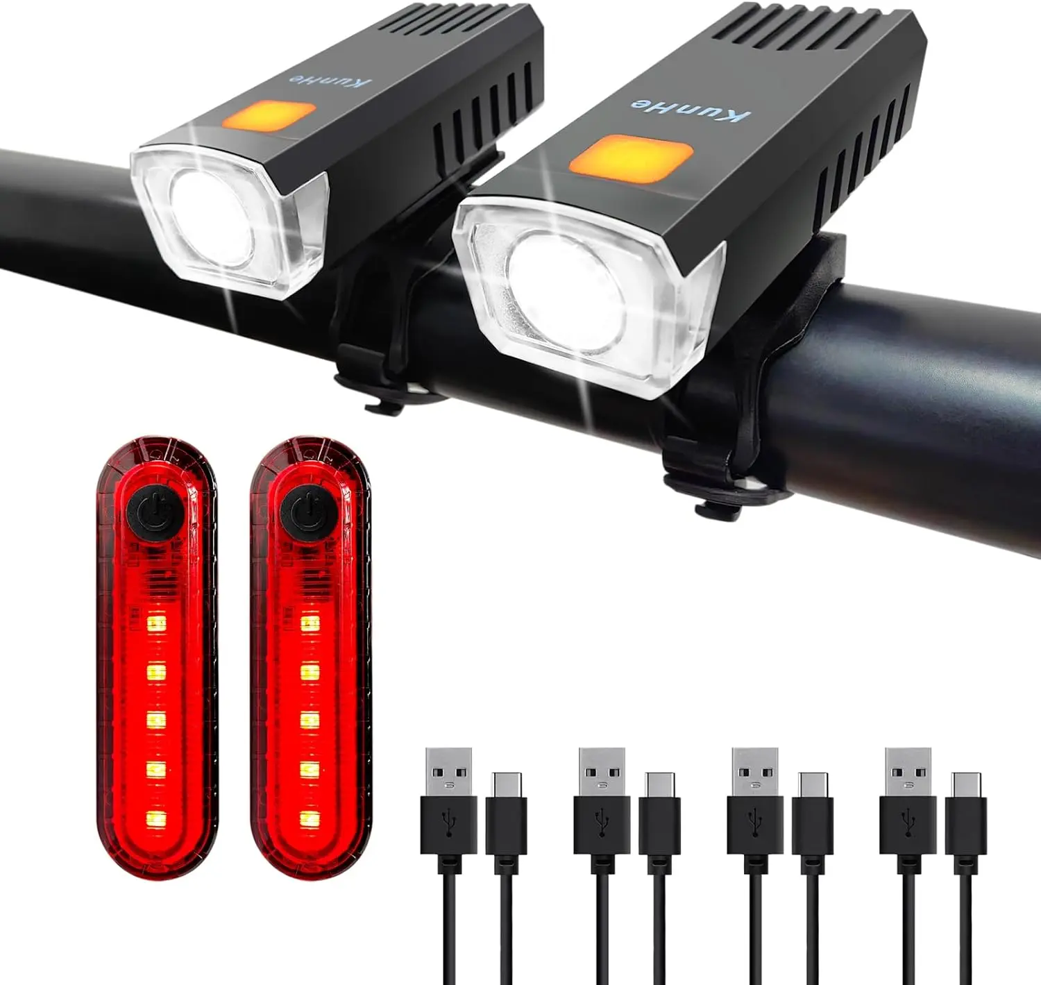 Sports Kunhe USB-C Rechargeable Bike Lights Front and Rear(2or4or10or20 Packs) Night Riding for Kids &Adults 3 Lights Modes Used as a Safety Indicator Light for Skateboards Strollers and Wheelchairs