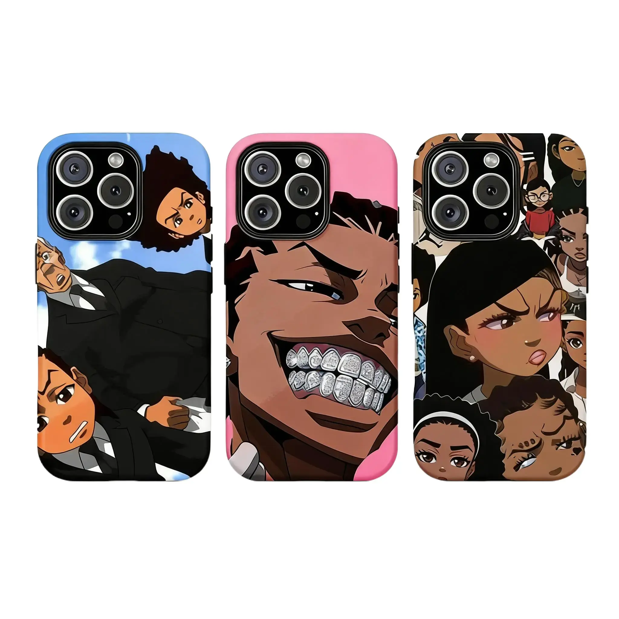 B-Boondocks Riley Phone Case,cartoon Aesthetic Protective Case  for iPhone 17, 16, 15, 14, 13, 12, 11 Pro Air Plus ProMax and Samsung S26-S22 Plus shock-absorbing phone cases, fashionable gift.
