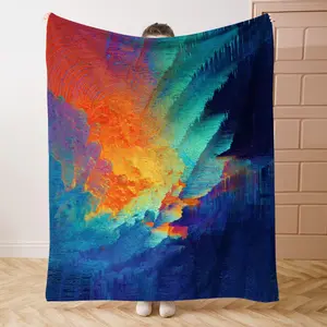 1PC ColorfulPrint Flannel Blanket Beautiful and Comfortable Warm Nap Blanket for Sofa, Bed, Office, Car, Camping Travel Blanket, Home Decoration - Four Seasons Gift