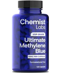 Methylene Blue 10mg Capsules, USP Grade 99% Purity, Supports Cellular & Mitochondrial Function, Made in USA Natural Energy Balance & Cognitive Clarity