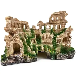 Antique Roman Column Ruin Aquarium European Castle Decoration for Fish  Castle Cave Hideouts Rocks  Supplies Accessories Safe for Freshwater and Saltwater Fish Tanks - Large