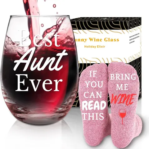 Aunt Gifts from Niece, Nephew- birthday Gifts for New Aunt, ,Best Aunt Ever Cups, Elephant  Drinkware Glass Sturdy