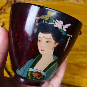 Natural lacquer construction, gilded master cup, Chinese handmade retro style ceramic tea cup, tea tasting cup dq