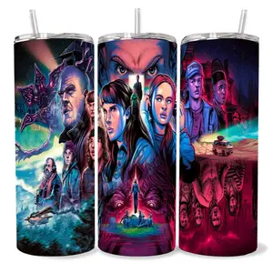 Stranger Things 20 oz Tumbler - BPA Free, stainless steel, Leak proof, durable, with clear lid