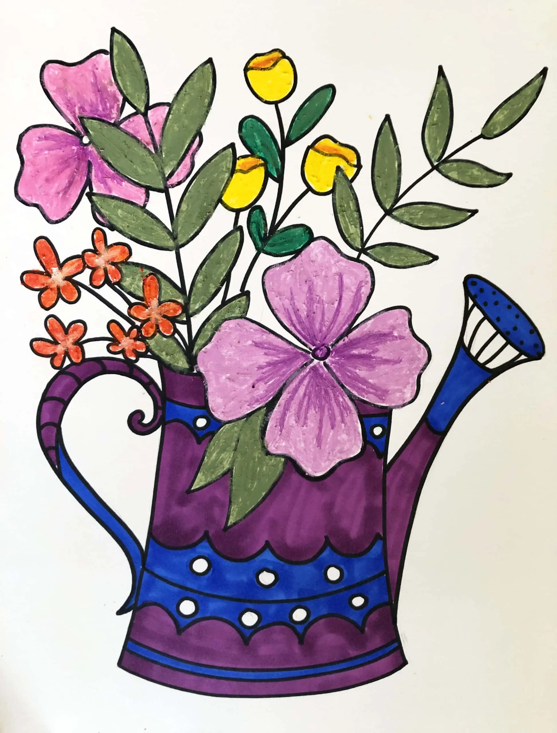 Add-On Art - Floral Watering Can L2 (ages 8+) Dot Guides Roll for Step-by-Step Learning & Motor Skills Enhancement