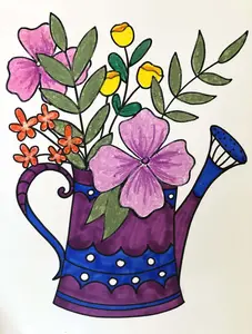 Add-On Art - Floral Watering Can L2 (ages 8+) Dot Guides Roll for Step-by-Step Learning & Motor Skills Enhancement