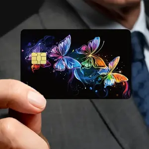 1 2 4 Pcs Creative Butterfly Credit Card Stickers Set Durable PVC Privacy Protection Anti Scratch for Debit Commuter Cards Small Card Core