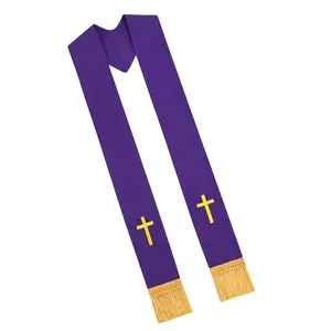 Embroidered Fringe Church Clergy Shawl/Sash for Ministers and Religious Ceremonies