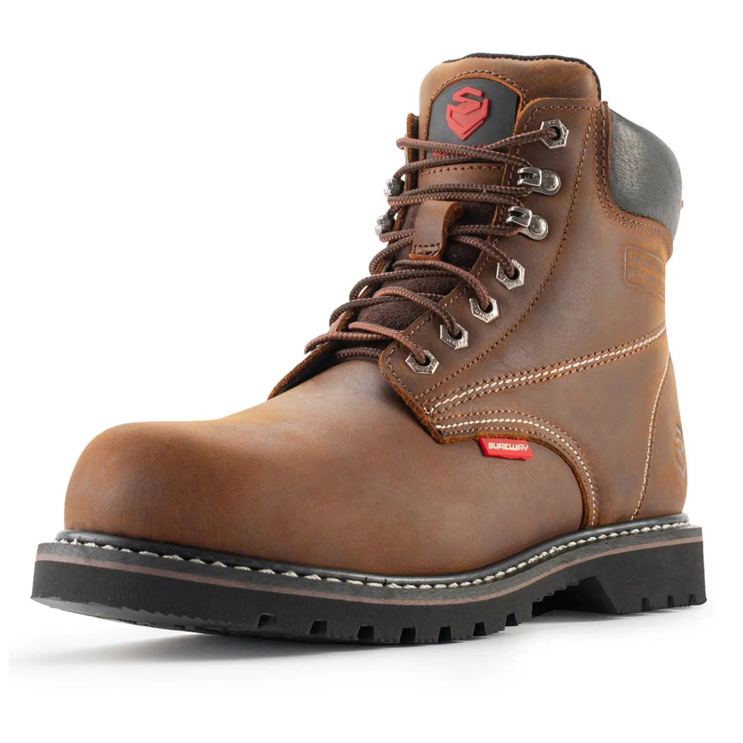 SUREWAY 6” Work Boots for Men,Soft / Steel Toe,Goodyear Welt,Extremely Comfortable Durable Proved,Superior Oil/Slip Resistant,Thicker Full Grain Leath