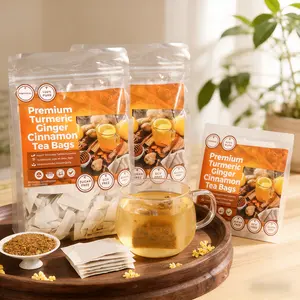 Traditional herbal turmeric tea, with added cinnamon for extra warmth, dispels cold and dampness, and soothes joint discomfort.Start your health and wellness journey with just one cup. premium ginger cinnamon tea biodegradable bag natural ingredient