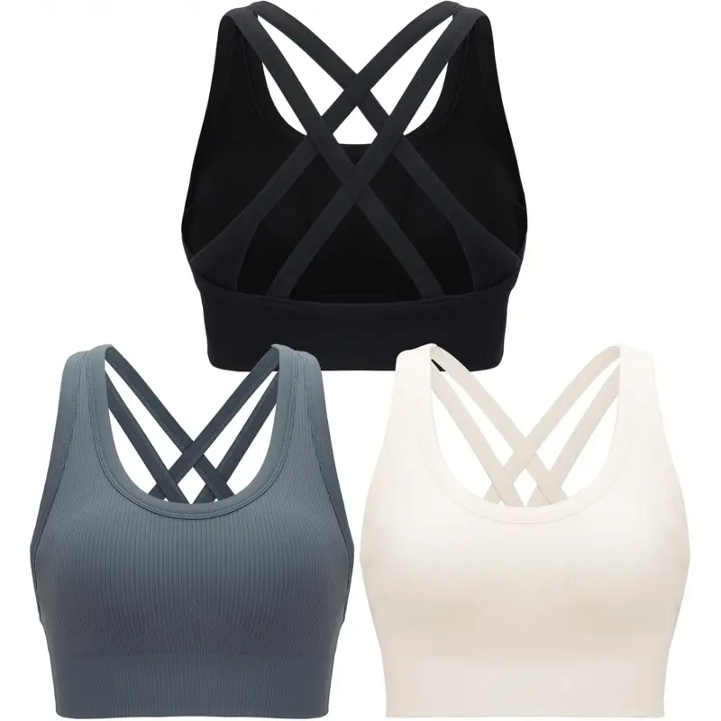 Women's Criss Cross Strappy Sports Bra, Modern Chic Fitted Yoga Gym Top with Removable Cups, Breathable for Workouts and Casual Outings, High-Support, Cross-Strap Everyday Bras, Everyday Wear, Female, Gifting, Soft Against The Skin