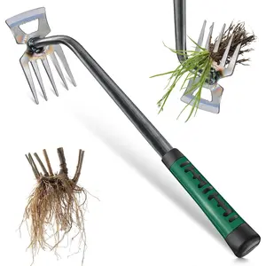Weed Puller Tools Weeding Tool High Manganese Steel Grass Root Removal Tool with 5 Teethes Dual Purpose Hand Weeder Tool for Yard Far
