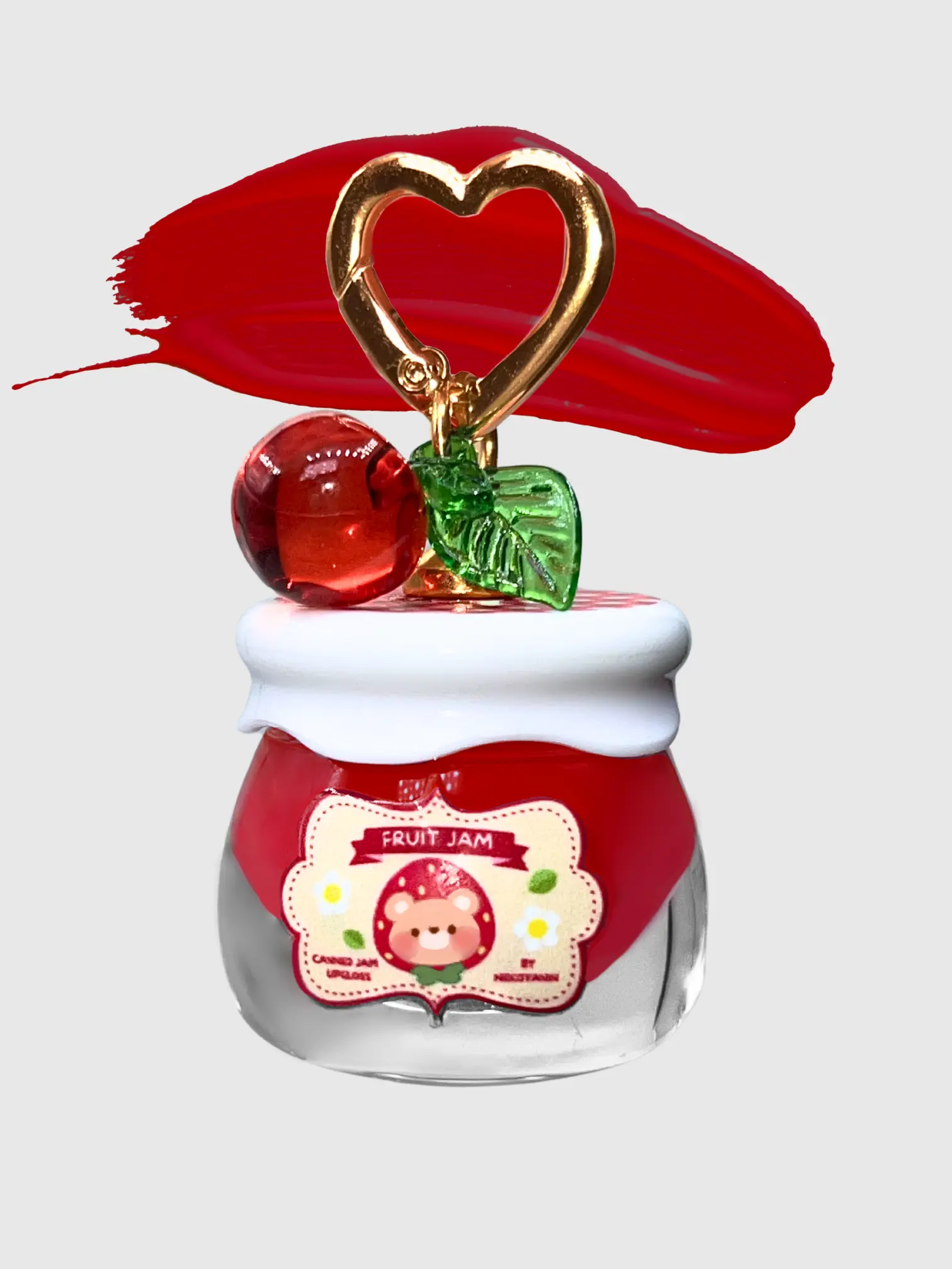 Fruit Lip Jam Gloss with Keychain cottagecore Moisturizing Lip Treatment Hydrating Lipgloss
