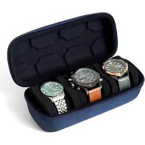 watch box organizer men Women 3 watch travel case Portable Storage watch display holder Wristwatches and Smart Watches up to 61mm