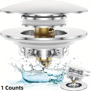 Brass Bathtub Drain Plug, Pop-Up Drain Plug with Push-pull Closing Mechanism, Easy To Install and Clean, Suitable for Bathtub Replacement, Lifting, Tiptoeing