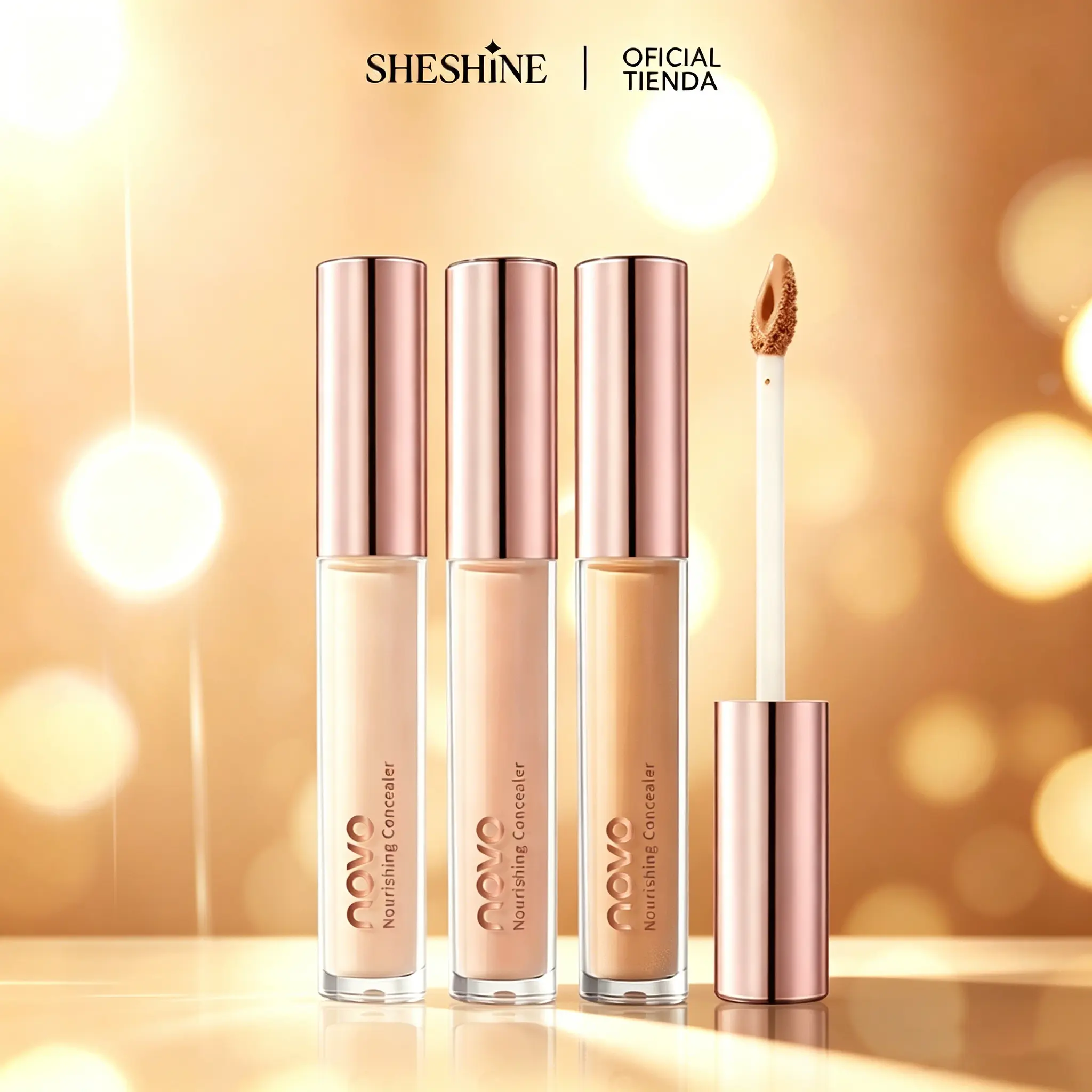 SHESHINE NOVO High Coverage Liquid Concealer - 5 Shades, Long-Lasting, Oil-Free, Hydrating Blurring Concealer & Foundation, Dark Circles Solution, Easy Blend with Fingers, Makeup Essential, Cosmetic, Any, Dark Circles Concealer & Foundation