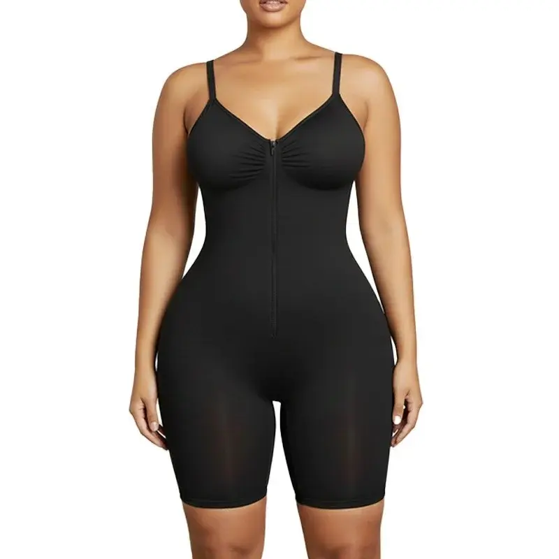 High Elastic Zipper Suspender Shapewear Ladies Slim Waist Hip Lifting Body Shaping Bodysuit,stretchy Elastic Fabric