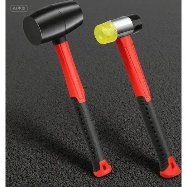 2-Piece Non-Marring Mallet Set, 16oz Cast Iron Steel-Framed Hammers with Shockproof Fiberglass Handles, Comfortable Non-Slip Cushion Grips, 40mm Double-Faced PP Soft Heads, Shockproof Core, Vibration Absorb for Flooring Installation, Tile Work, Crafts