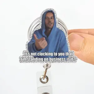It's Not Clocking To You That I'm Standing On Business Bieber Meme Badge Reel,Funny Quote Retractable ID Holder,Nurse Badge Reel Gift