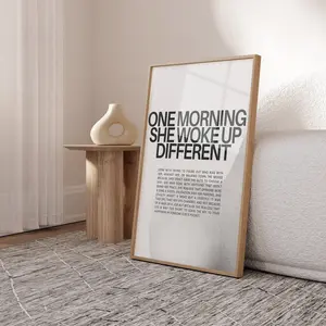 One Morning She Woke Up Different, Feminist Print, Female Empowerment, Woman line art, Feminist Wall Art, Strong Women Quote, Divorce Gift No Frame
