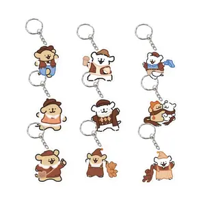 [9 pcs]High Beauty Dog Acrylic Keychain Cartoon Pattern Bag Acrylic Decorative Pendant