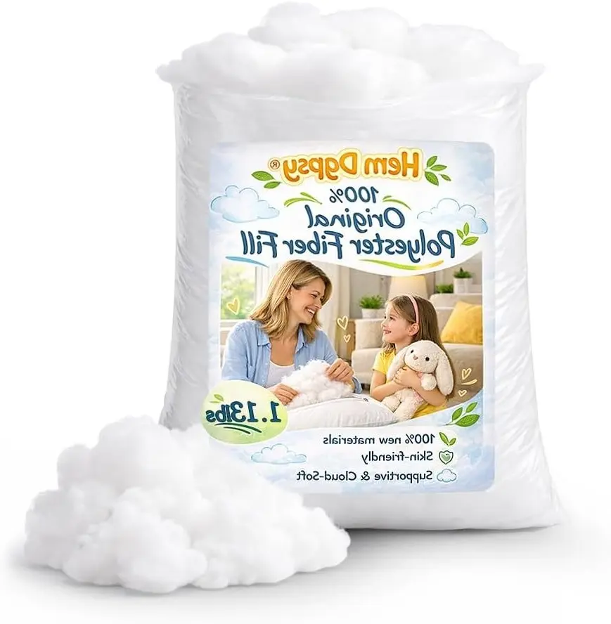 Premium Polyester Fiber Fill 1.13lbs, White Polyfill Stuffing for Pillows, Stuffed Animals, Plush Toys, Crafts & Cloud Decorations, Machine Washable