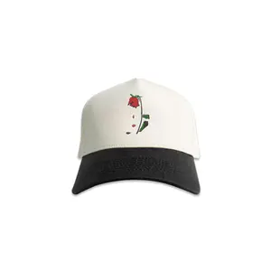 Andar Adjustable Snapback Cap - The Rose Hat, White with Embroidered Red Rose, Enduring Floral Design, Classic Everyday Fashion Accessory
