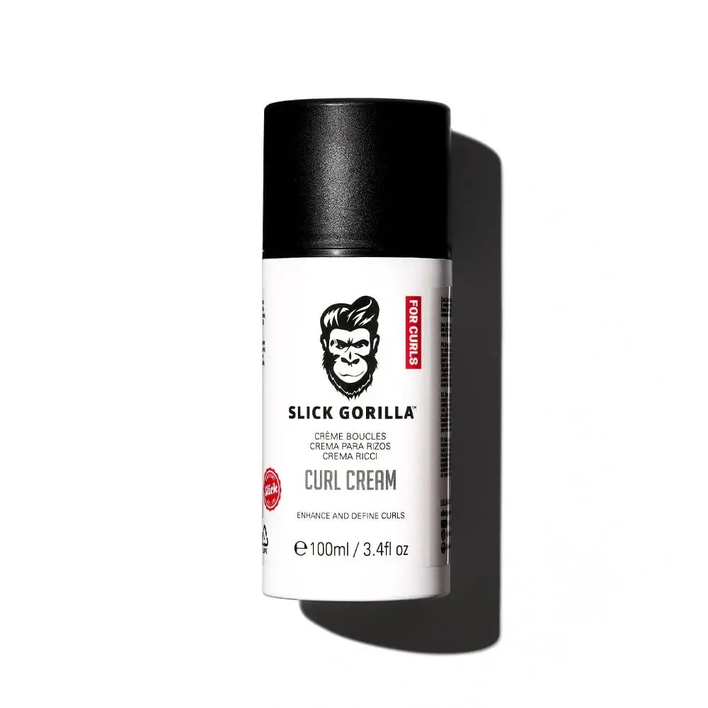 Slick Gorilla Curl Cream for Men, Curl Defining Styler, 3.38 fl oz | Aloe vera, coconut oil, sweet almond oil and panthenol help moisturize curls, control frizz and keep soft movement