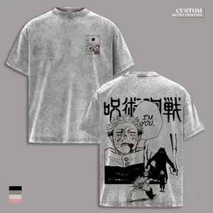 Yuji Itadori “I’m You” Vintage Washed Oversized T-Shirt – Jujutsu Kaisen Anime Season 3 Double Print Graphic Tee, Heavyweight Cotton Dark Manga Streetwear Shirts JJK Fan Edition Unisex Fit