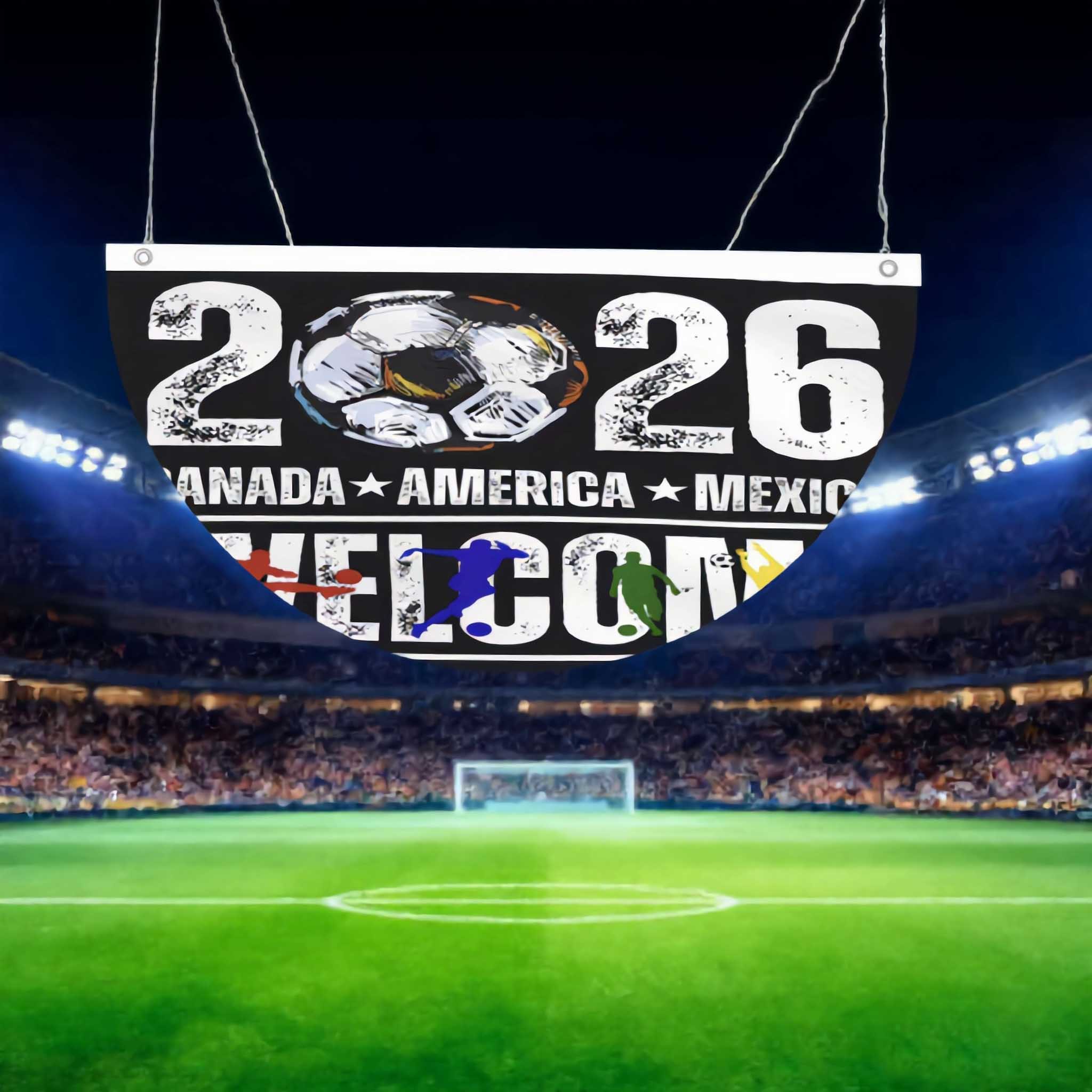 2026 World Cup USA Canada Mexico Flag, Christmas Decoration, 2D Flat Print, Soccer Hanging Banne