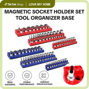 6PCS Magnetic Socket Organizer Trays Set, Includes 1/2", 3/8" And 1/4" Sae & Metric Deep & Shallow Socket Holder Kit, Holds 143 Pieces Standard Size and Deep Size Sockets(Socket Not Included), Drive Metric SAE Socket Trays, Men Gift, Dealsforyouday