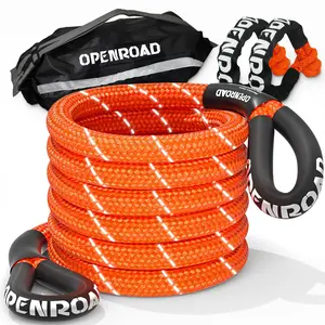 OPENROAD Kinetic Recovery Tow Rope, 36000 Lbs (1in x 30ft Orange with Soft Shackle) Extreme Duty 35% Elasticity Energy Offroad Snatch Strap, Vehicle Recovery Kit for Jeep Car Truck ATV UTV SUV