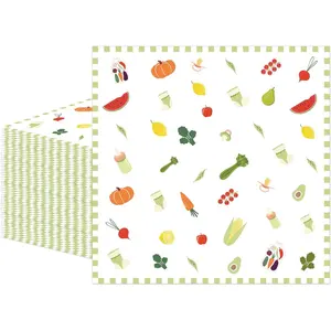 6.5 inches by 6.5 inches this 50 pcs set of disposable drink luncheon dinner table decor napkins serves as locally grown baby shower napkins and locally grown baby shower decorations with farmer market vegetable theme for gender reveal supplies