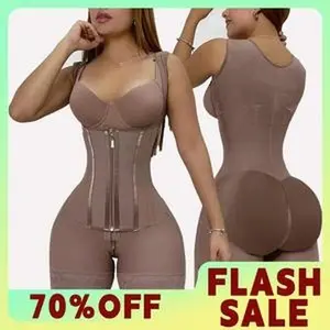 LUXSEREN Women's High Waisted Shapewear 2-in-1 Solid Color Zipper Corset, Faja Body Shaper, Seamless Tummy Control Butt Lifting Bodysuit for Daily Wear