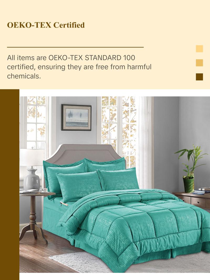 Elegant Comfort 8-Piece Bamboo Floral Comforter Set - Botanical Pattern with 4-Piece Sheet Set and Double-Sided Storage Pockets Elegant Comfort 8-Piece Bamboo Floral Comforter Set - Botanical Pattern with 4-Piece Sheet Set and Double-Sided Storage Pockets