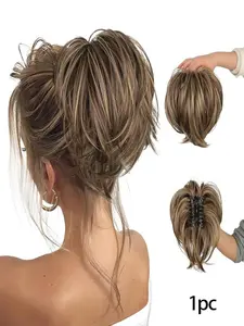 Heavy Messy Bun Synthetic Hair Piece Claw Clip Short Clip In Ponytail Extension with Metals Wire for Women DIY Full Easy Bun