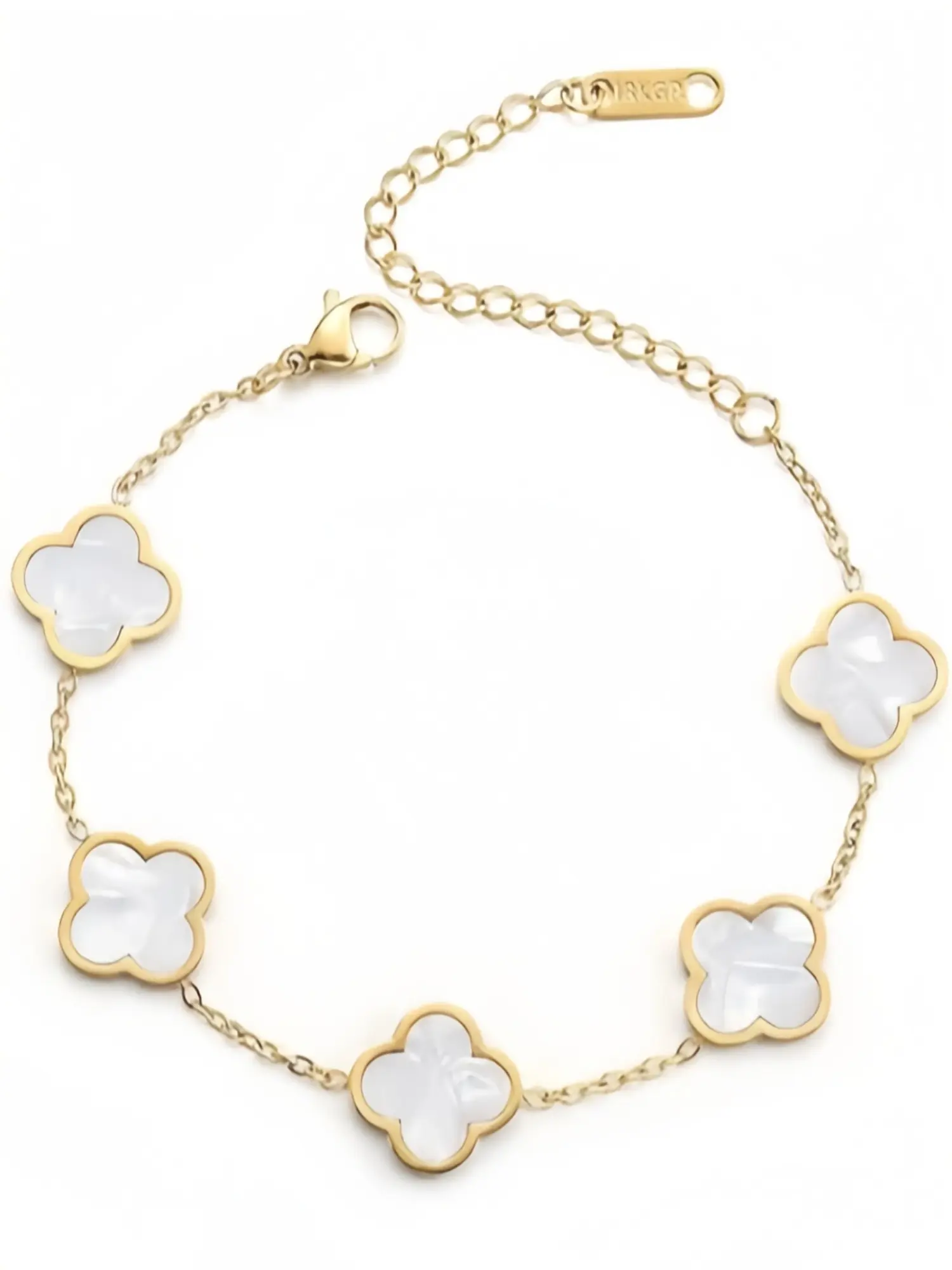 1pc 5 Motifs Four Leaf Clover Lucky Bracelet for Women, 18K Gold Plated Black White Clover Chain Bracelet, Non Tarnish Waterproof Adjustable Bangle, Old Money Luxury Coquette Aesthetic Everyday Jewelry, Trendy Elegant Anniversary Birthday Gift Idea