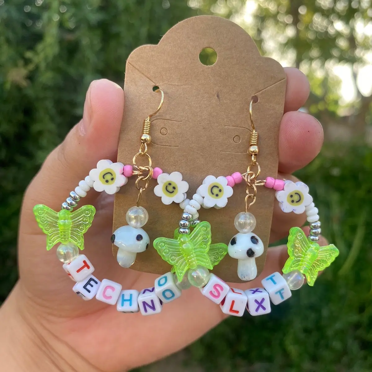 ‘Techno Slxt’ Beaded Hoop Earrings