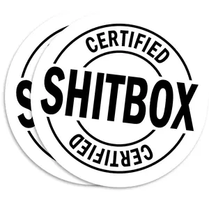 Certified Shitbox Sticker Funny Car Decal JDM Sticker Car Guy Gift Meme Decal Joke Sticker Bumper Sticker Laptop Sticker - 5 Inch 2 Pack - PLST0012 Weatherproof Trendy