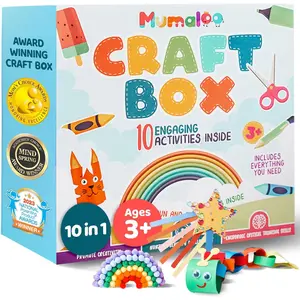 Craft Box for Kids - 10 Creative Arts and Crafts for Kids Ages 4-8, Fun, No Mess Educational Preschool & Homeschool Art Projects, Toddler Crafts Kit Supplies, 3 4 5 6 7 8 Year Old Girls & Boys
