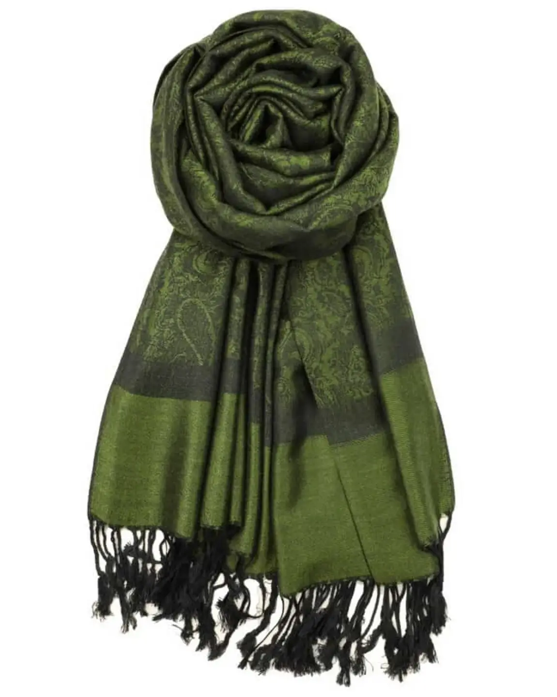 Olive Green Paisley Rave Pashmina
