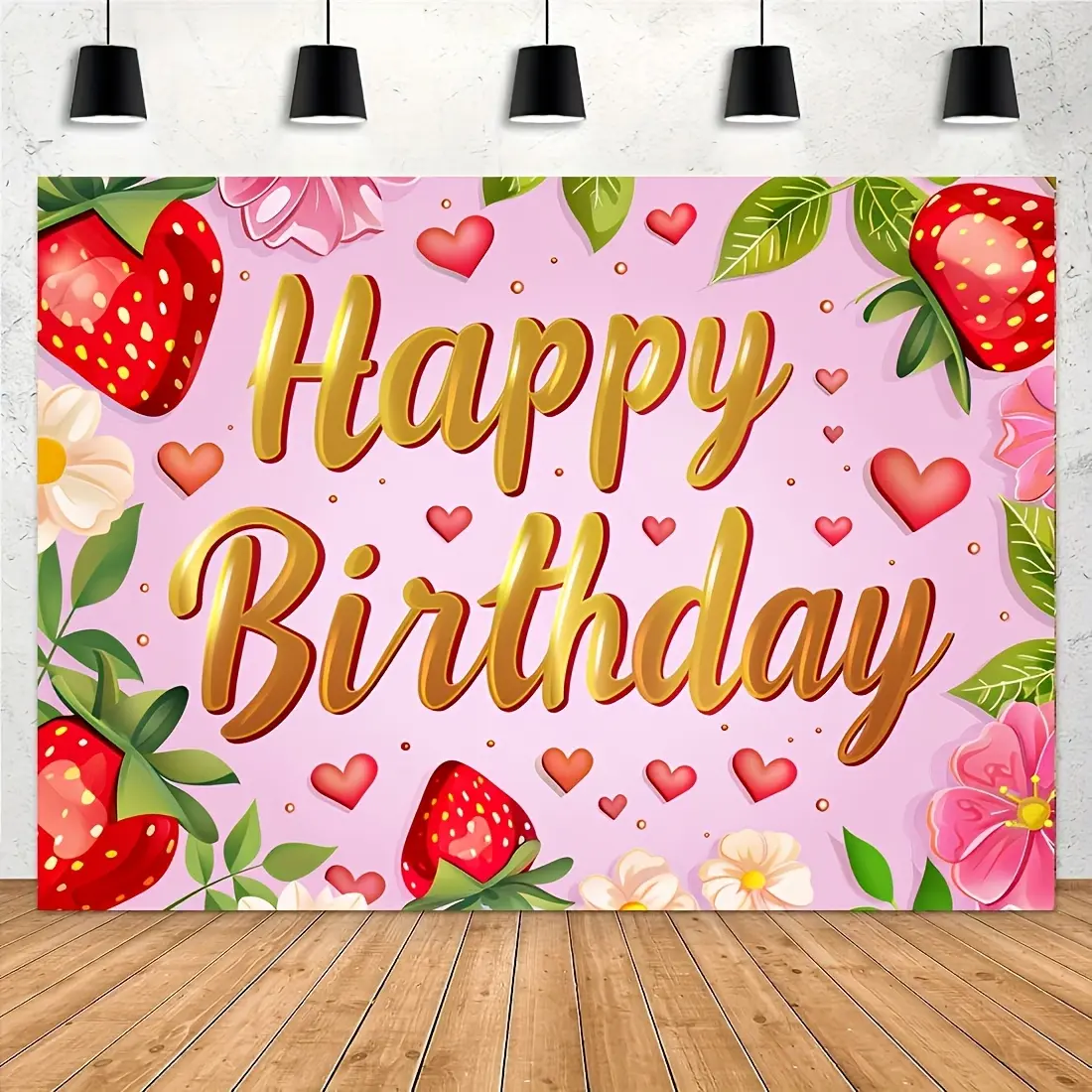 Strawberry Birthday Banner, First Birthday Photography Backdrop, Strawberry Theme Party Decoration, Sweet One Year Old Background, Birthday Party Decorations