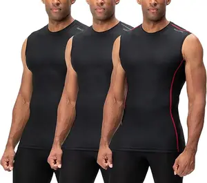 3 Pack Men's Athletic Compression Shirts Sleeveless