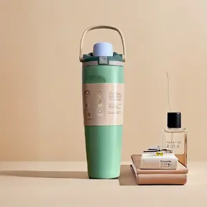 30oz Insulated Stainless Steel Tumbler with Handle, Straw and Lid - Portable Large Capacity Water Bottle for Outdoor Sports, Office, party, home, schoolTravel, Camping, Foldable Car Cup, Leakproof Insulated Tumbler