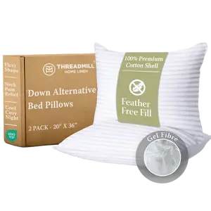 Threadmill 300 Thread Count  Soft Bed Pillows Set of 2 | Down Alternative Cooling Soft Pillows for Sleeping | Hotel, Pillows 2 Pack for Back, Stomach or Side Sleepers, White