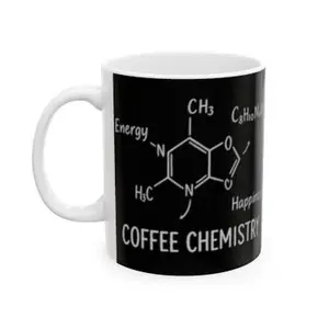 Caffeine Chemistry Ceramic Mug 15Oz - Dishwasher & Microwave Safe Drinkware Tumbler Reusable Washable Science Lover Gift