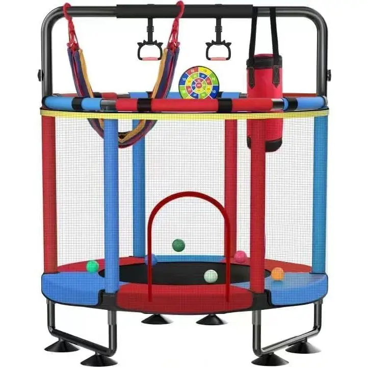 Trampoline for , Upgrade Full Anti-Rust 440lbs Indoor Outdoor  Trampoline with Net, 55" Adjustable   Trampolines Accessories Dart Board