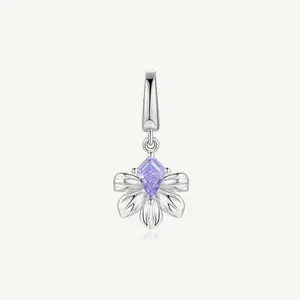 Eternal Lily Silver Charm, Female Daily Jewelry Accessory, Silver Necklace Pendant