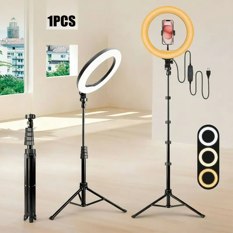 Selfie Ring Light With 63" Tripod Stand/Phone Holder, QEUOOIY 20W LED Circle Lights Dimmable 3000-6500K With Remote Control And Built-in Rechargeable Battery For Vlog, Makeup, YouTube, Camera - View #14