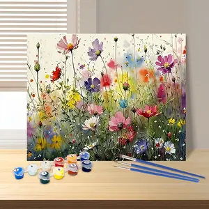 1pc Picture Custom Paint by Number Kit, Floral Landscape Painting for Beginners, 40x50cm Canvas Wall Art, DIY Home Decor